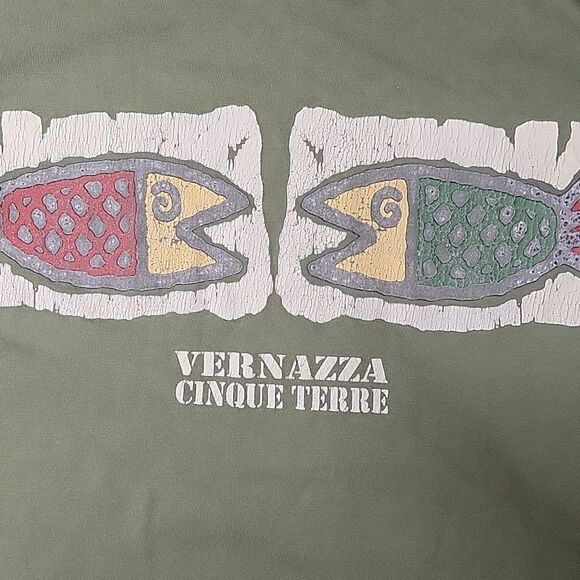 PAYPER SUNSET MENS FISH TEE SIZE MEDIUM 100%COTTON VERNAZZA CINQUE TERRE - Picture 3 of 6
